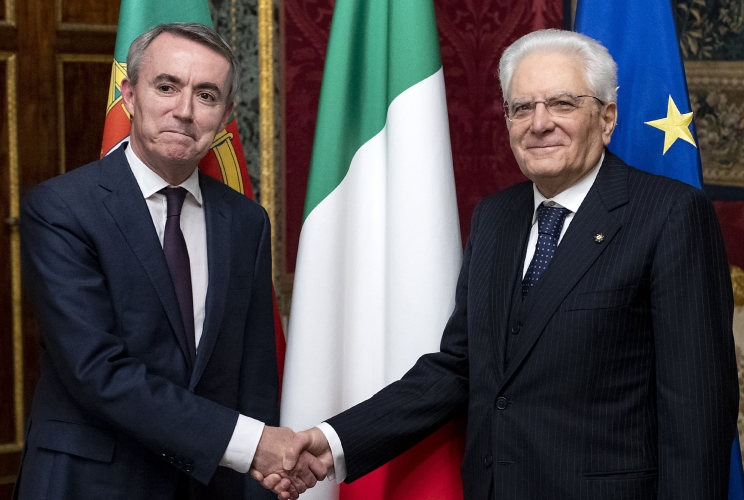 Il Presidente Sergio Mattarella con S.E. il Signor Pedro Nuno De Abreu E Melo Bartolo, nuovo Ambasciatore della Repubblica Portoghese, in occasione della presentazione delle Lettere Credenziali 