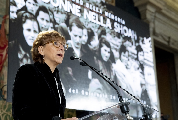 La Vice Presidente del Memoriale della Shoa Milena Santerini nel corso della celebrazione del "Giorno della Memoria"