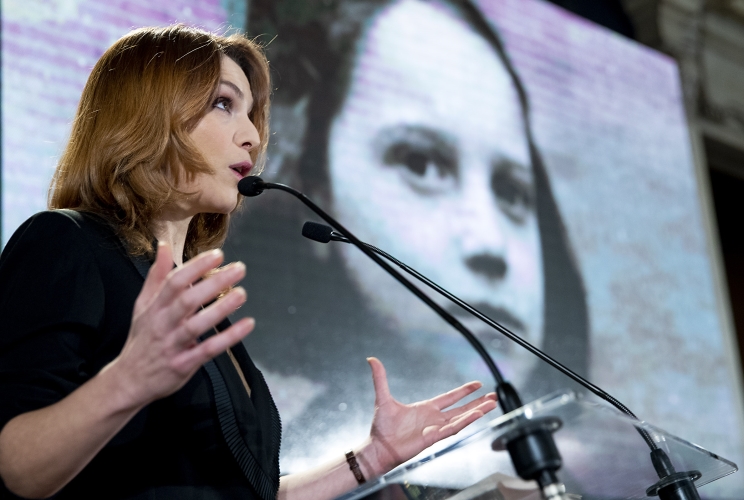 L'attrice Isabella Ragonese nel corso della celebrazione del "Giorno della Memoria"