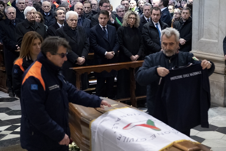 Il Presidente Sergio Mattarella ai Funerali di Stato dell'on. Giuseppe Zamberletti 