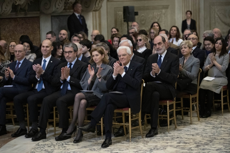 Il Presidente della Repubblica Sergio Mattarella in occasione del concerto per il centesimo anniversario della nascita di Tullia Zevi 