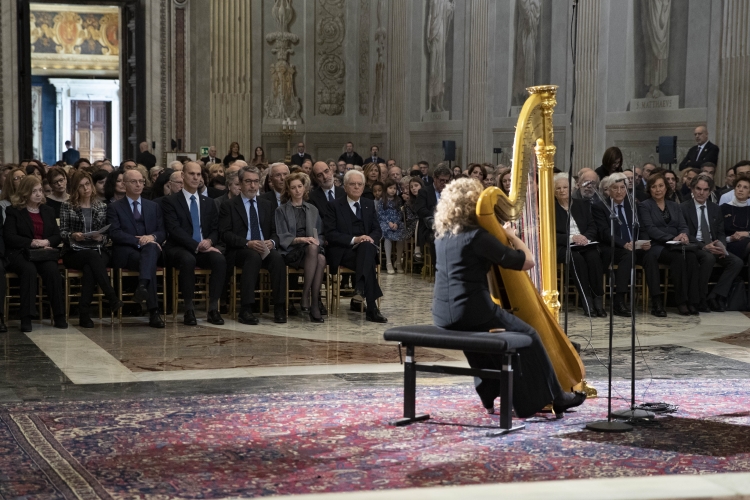 Il Presidente della Repubblica Sergio Mattarella in occasione del concerto per il centesimo anniversario della nascita di Tullia Zevi 