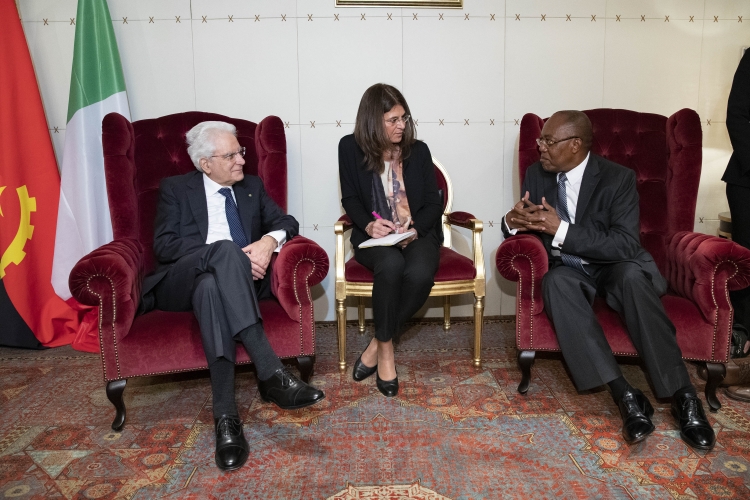 Il Presidente della Repubblica Sergio Mattarella con  il Ministro delle Relazioni Esterne della Repubblica dell'Angola Manuel Domingos Augusto