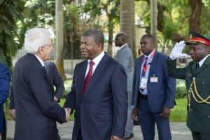 Il Presidente della Repubblica Sergio Mattarella a Palazzo Presidenziale accolto dal Presidente della Repubblica dell'Angola, João Lourenço