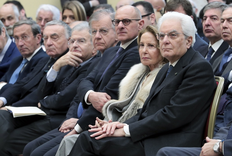 Il Presidente Sergio Mattarella in occasione della cerimonia commemorativa di Giuseppe Tatarella