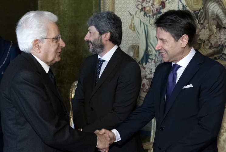 Il Presidente Sergio Mattarella con il Presidente del Consiglio Giuseppe Conte, in occasione della celebrazione del "Giorno del Ricordo"