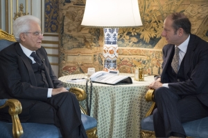 Il Presidente Sergio Mattarella incontra il direttore del giornale "Il Messaggero" Virman Cusenza