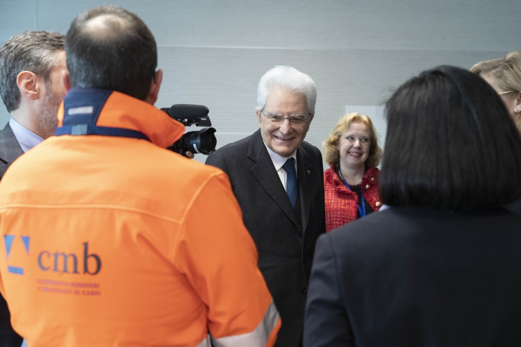 Il Presidente della Repubblica Sergio Mattarella all'Aeroporto di Peretola,in occasione della cerimonia di inaugurazione del tratto T2 della tramvia di Firenze