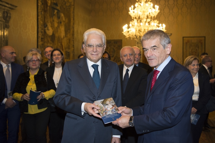 Il Presidente Sergio Mattarella in occasione dell'inaugurazione della mostra "Presepi d'Italia - 