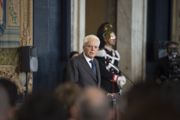 Il Presidente Sergio Mattarella in occasione dell'incontro con una rappresentanza di atleti italiani olimpici