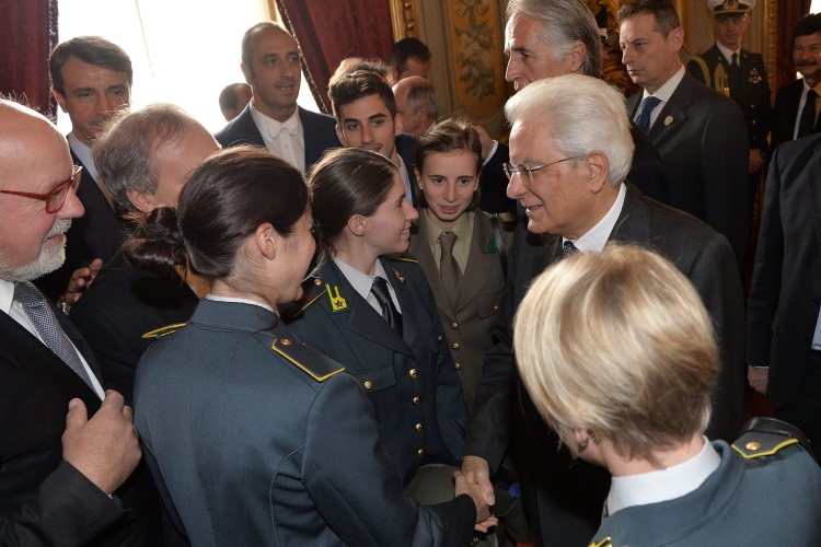 Il Presidente Sergio Mattarella in occasione dell'incontro con una rappresentanza di atleti italiani 