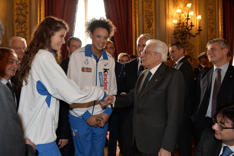 Il Presidente Sergio Mattarella in occasione dell'incontro con una rappresentanza di atleti italiani olimpici