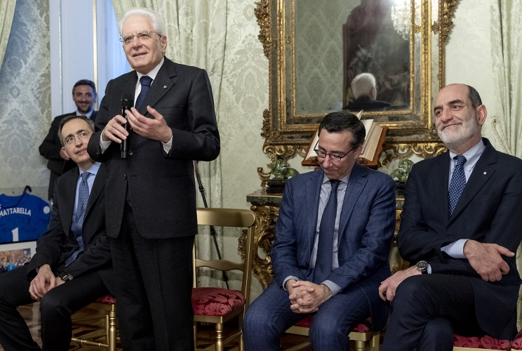 Il Presidente Sergio Mattarella nel corso dell'incontro con una delegazione dell’IPAB - Opera Pia Asilo Savoia 