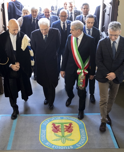 Il Presidente della Repubblica Sergio Mattarella in occasione della cerimonia di inaugurazione dell'anno accademico 2018/2019 dell'Università degli Studi della Tuscia