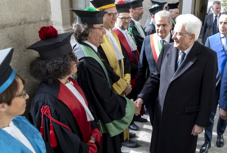 Il Presidente della Repubblica Sergio Mattarella in occasione della cerimonia di inaugurazione dell'anno accademico 2018/2019 dell'Università degli Studi della Tuscia