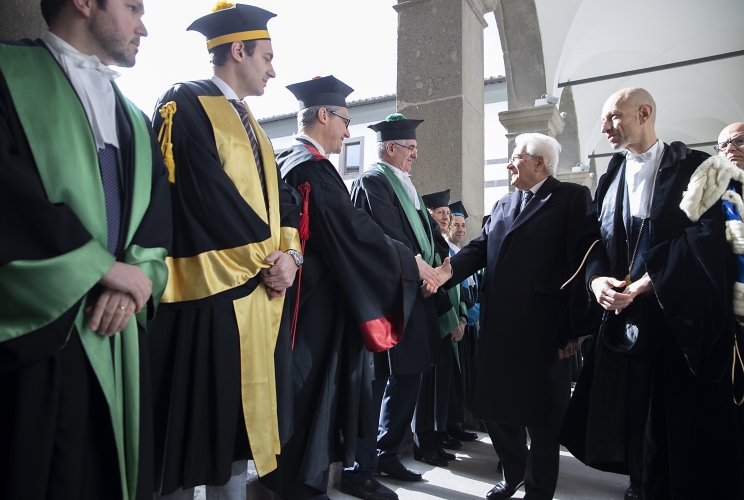 Il Presidente della Repubblica Sergio Mattarella in occasione della cerimonia di inaugurazione dell'anno accademico 2018/2019 dell'Università degli Studi della Tuscia
