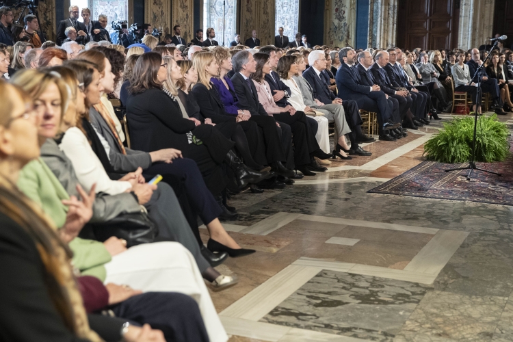 Il Presidente Sergio Mattarella in occasione della celebrazione della Giornata Internazionale della Donna, dal titolo “Mai più schiave” 
