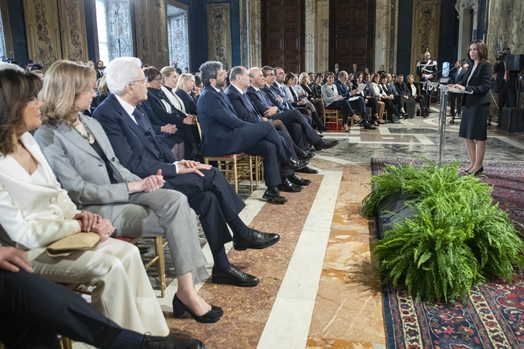 Il Presidente Sergio Mattarella in occasione della celebrazione della Giornata Internazionale della Donna, dal titolo “Mai più schiave” 
