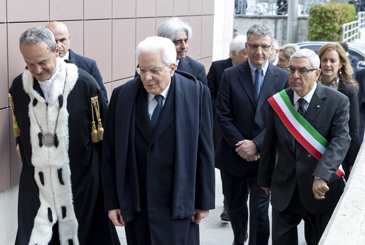 Il Presidente della Repubblica Sergio Mattarella con il Magnifico Rettore, Giovanni Betta, in occasione della cerimonia di inaugurazione dell'anno accademico 2018/2019 dell'Università di Cassino e del Lazio Meridionale