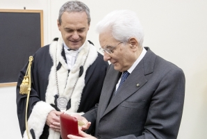 Il Presidente della Repubblica Sergio Mattarella con il Magnifico Rettore, Giovanni Betta, in occasione della cerimonia di inaugurazione dell'anno accademico 2018/2019 dell'Università di Cassino e del Lazio Meridionale