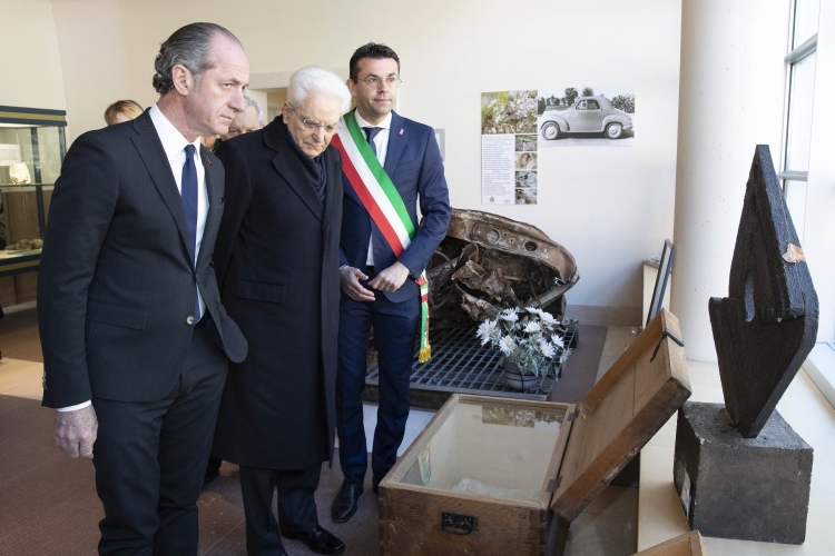 Il Presidente della Repubblica Sergio Mattarella con Luca Zaia e il Sindaco Roberto Padrin visita il Museo delle “Vittime del Vajont”