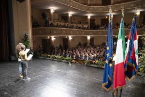 Il Presidente della Repubblica Sergio Mattarella al Teatro Comunale di Belluno,in occasione della cerimonia commemorativa dell’alluvione dell’ottobre 2018