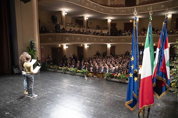 Il Presidente della Repubblica Sergio Mattarella al Teatro Comunale di Belluno,in occasione della cerimonia commemorativa dell’alluvione dell’ottobre 2018