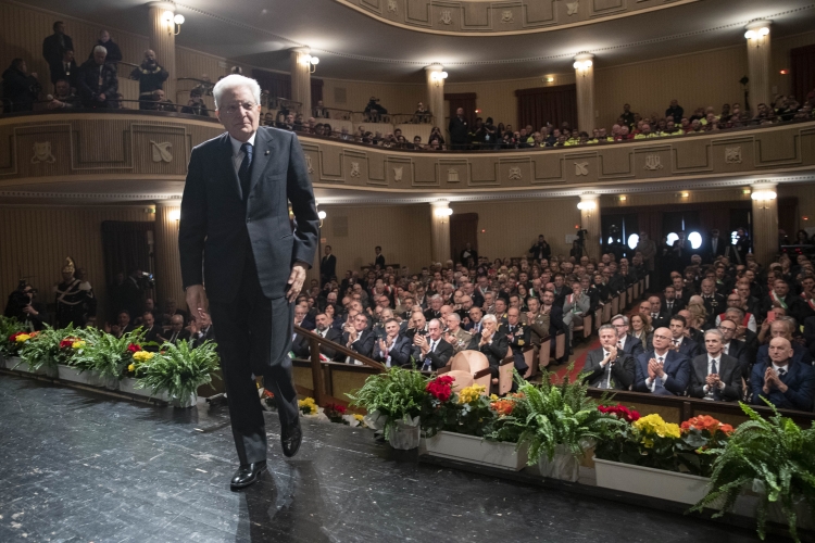 Il Presidente della Repubblica Sergio Mattarella al Teatro Comunale di Belluno,in occasione della cerimonia commemorativa dell’alluvione dell’ottobre 2018