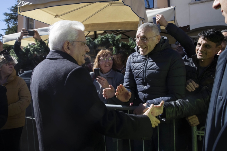 Il Presidente della Repubblica Sergio Mattarella al Teatro Comunale di Belluno, al termine della cerimonia commemorativa dell’alluvione dell’ottobre 2018