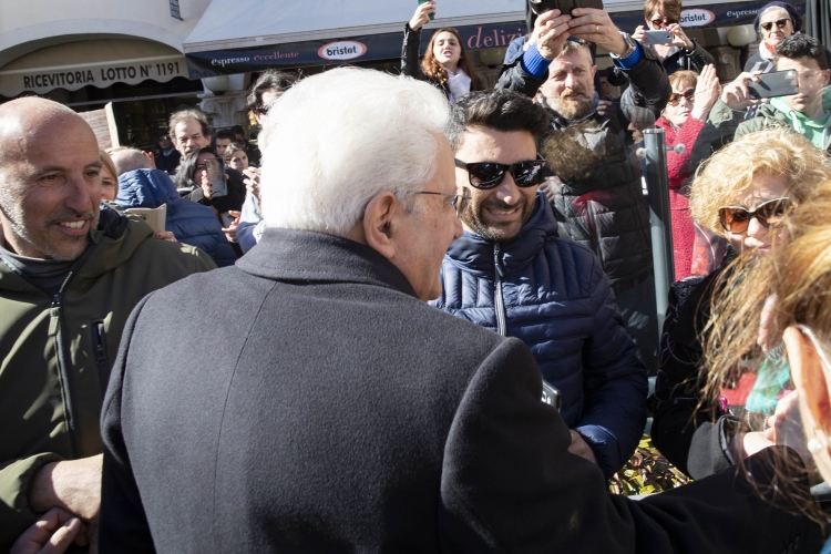 Il Presidente della Repubblica Sergio Mattarella al Teatro Comunale di Belluno al termine della cerimonia commemorativa dell’alluvione dell’ottobre 2018