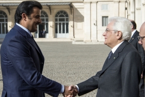 Il Presidente Sergio Mattarella accoglie al Quirinale l'Emiro dello Stato del Qatar