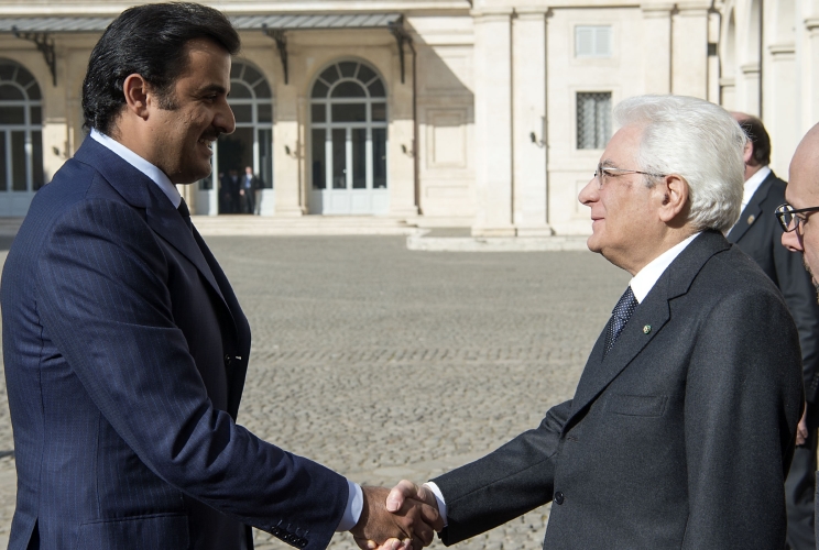 Il Presidente Sergio Mattarella accoglie al Quirinale l'Emiro dello Stato del Qatar