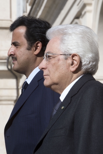 Il Presidente Sergio Mattarella accoglie al Quirinale l'Emiro dello Stato del Qatar,