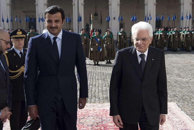 Il Presidente Sergio Mattarella accoglie al Quirinale l'Emiro dello Stato del Qatar