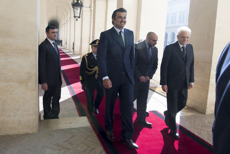 Il Presidente Sergio Mattarella con l'Emiro dello Stato del Qatar, 