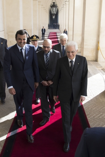 Il Presidente Sergio Mattarella con l'Emiro dello Stato del Qatar, 