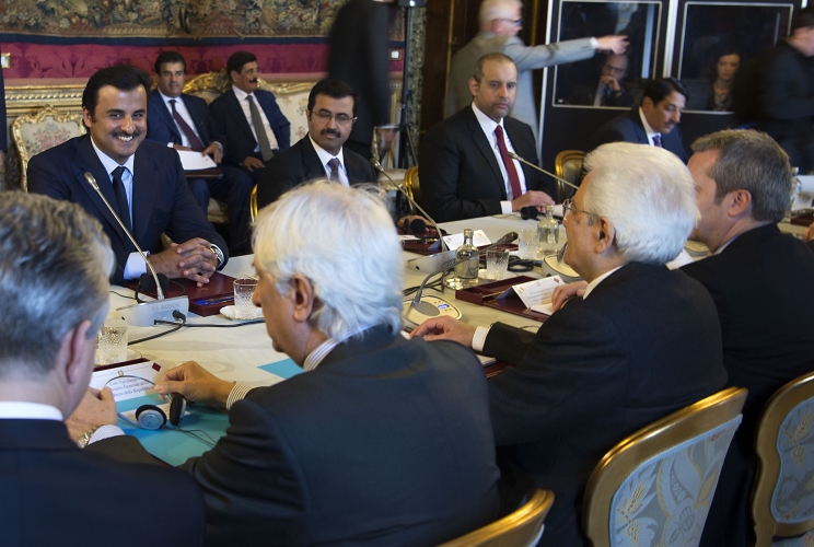 Il Presidente Sergio Mattarella con l'Emiro dello Stato del Qatar, 