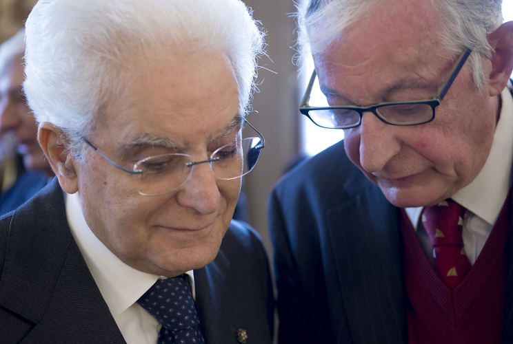 Il Presidente Sergio Mattarella con Cosimo Ceccuti, 