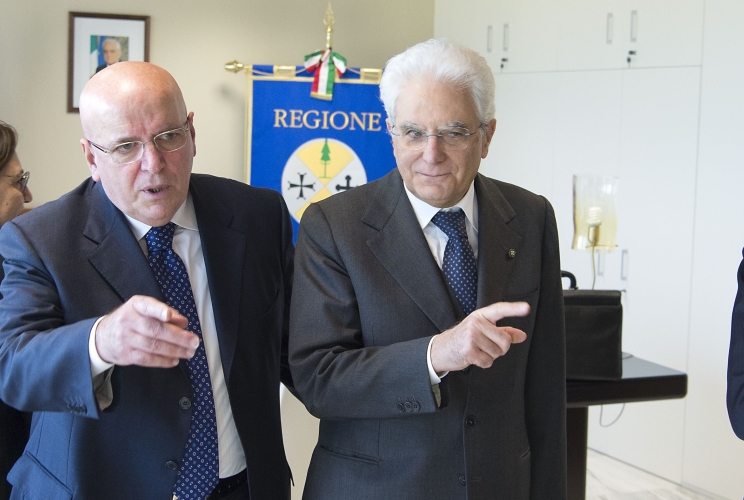 Il Presidente Sergio Mattarella con il Presidente della Regione Calabria, Gerardo Mario Oliverio,