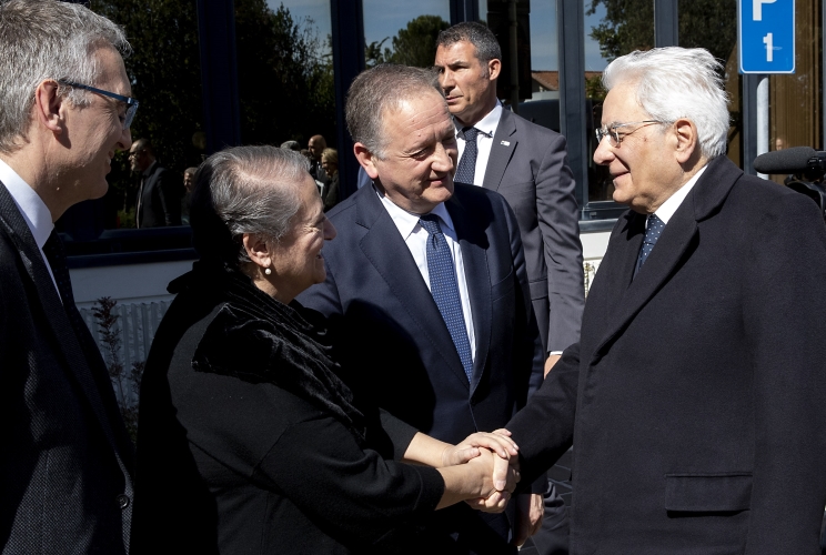 Il Presidente della Repubblica Sergio Mattarella al suo arrivo all'Università Politecnica delle Marche