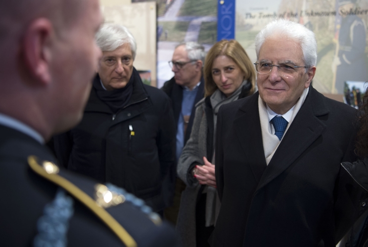 Il Presidente Sergio Mattarella nel corso della visita al Memorial Hall