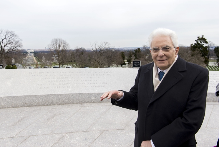 Il Presidente Sergio Mattarella nel corso della visita al Memorial Hall