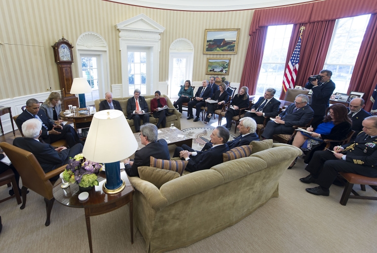 Il Presidente della Repubblica italiana Sergio Mattarella con il Presidente degli Stati Uniti d'America Barack Obama 