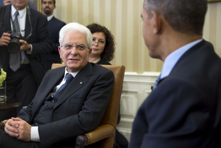 Il Presidente della Repubblica italiana Sergio Mattarella con il Presidente della Repubblica degli Stati Uniti d'America