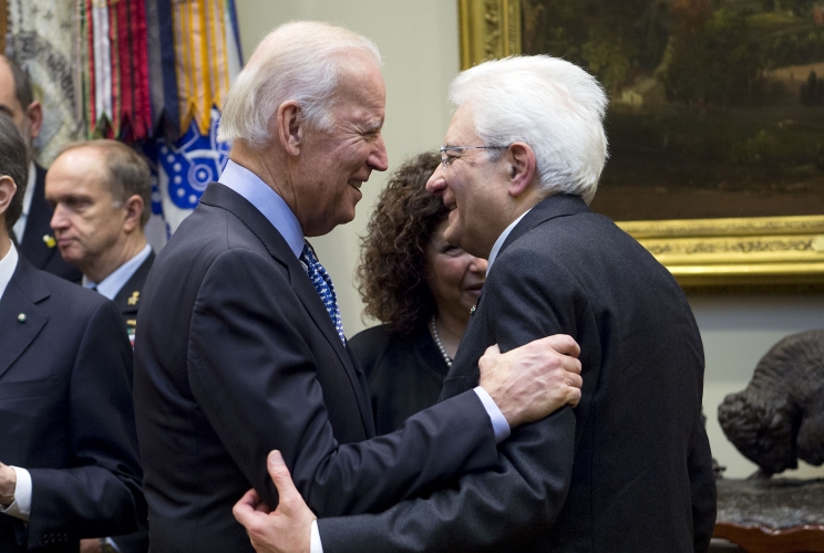 Il Presidente della Repubblica italiana Sergio Mattarella con il Vice Presidente degli Stati Uniti d'America Joe Biden 
