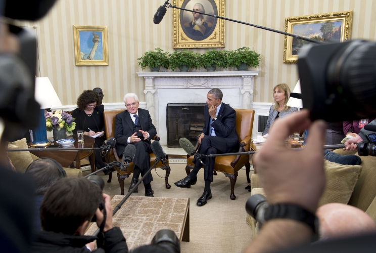 Il Presidente della Repubblica italiana Sergio Mattarella e il Presidente degli Stati Uniti d'America Barack Obama
