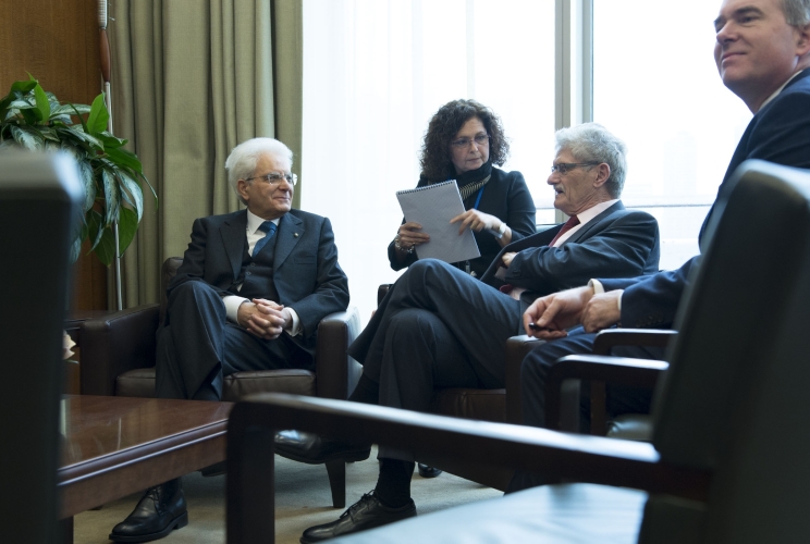 Il Presidente Sergio Mattarella nel corso dei colloqui con il Presidente dell'Assemblea Generale delle Nazioni Unite, 