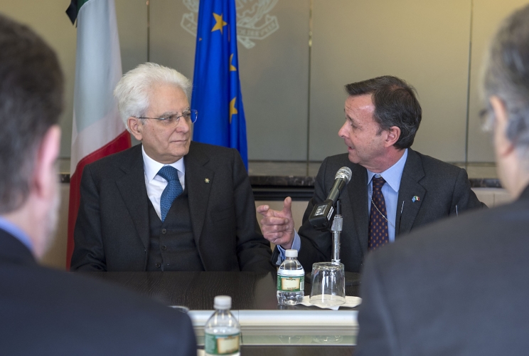 Il Presidente Sergio Mattarella con il Rappresentante Permanente d'Italia presso le Nazioni Unite, Sebastiano Cardi