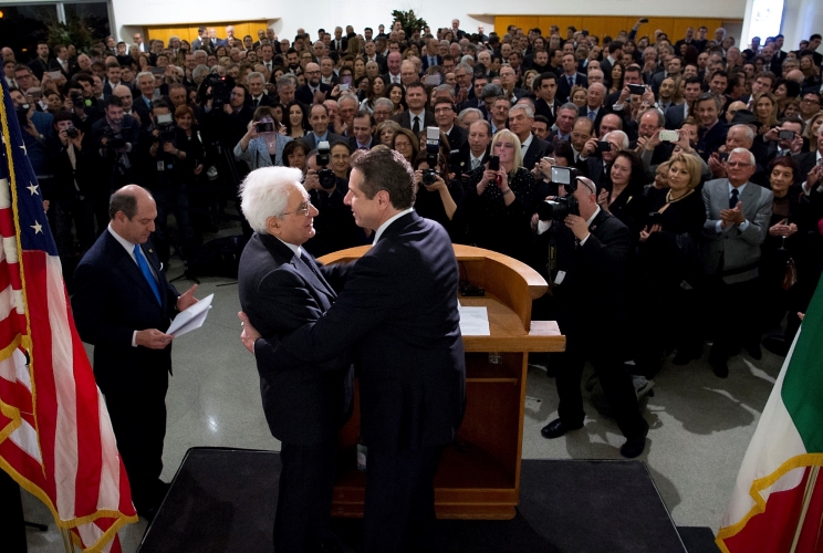 Il Presidente Sergio Mattarella con il Governatore dello Stato di New York, Andrew Cuomo al Guggenheim