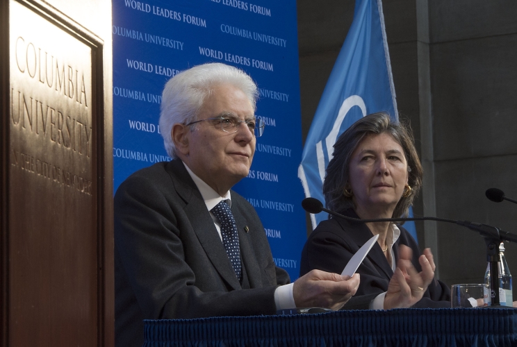 Il Presidente Sergio Mattarella nel corso del suo intervento alla Columbia University